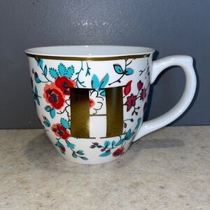 Cath Kidston Letter Alphabet Monogram H Mug 16oz Coffee Tea Cream Floral Chintz